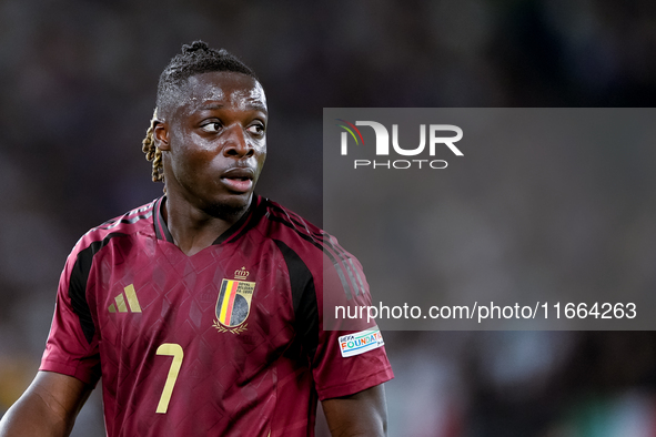 Jeremy Doku of Belgium looks on during the UEFA Nations League 2024/25 League A Group A2 match between Italy and Belgium at Stadio Olimpico...