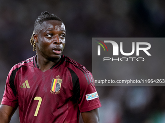 Jeremy Doku of Belgium looks on during the UEFA Nations League 2024/25 League A Group A2 match between Italy and Belgium at Stadio Olimpico...