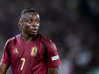 Jeremy Doku of Belgium looks on during the UEFA Nations League 2024/25 League A Group A2 match between Italy and Belgium at Stadio Olimpico...