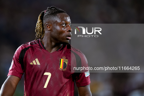 Jeremy Doku of Belgium looks on during the UEFA Nations League 2024/25 League A Group A2 match between Italy and Belgium at Stadio Olimpico...