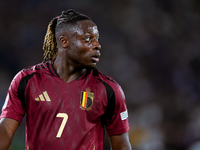 Jeremy Doku of Belgium looks on during the UEFA Nations League 2024/25 League A Group A2 match between Italy and Belgium at Stadio Olimpico...