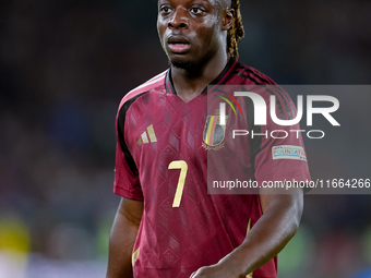 Jeremy Doku of Belgium looks on during the UEFA Nations League 2024/25 League A Group A2 match between Italy and Belgium at Stadio Olimpico...