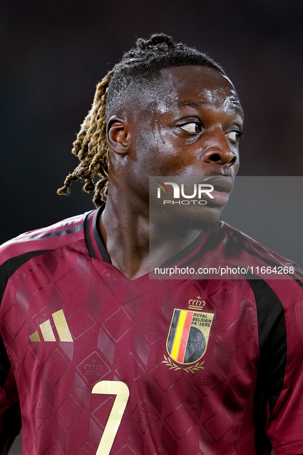 Jeremy Doku of Belgium looks on during the UEFA Nations League 2024/25 League A Group A2 match between Italy and Belgium at Stadio Olimpico...