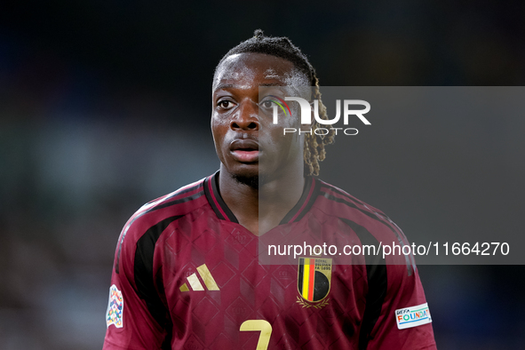 Jeremy Doku of Belgium looks on during the UEFA Nations League 2024/25 League A Group A2 match between Italy and Belgium at Stadio Olimpico...