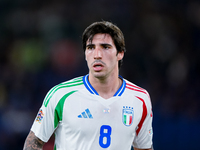 Sandro Tonali of Italy looks on during the UEFA Nations League 2024/25 League A Group A2 match between Italy and Belgium at Stadio Olimpico...