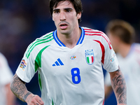 Sandro Tonali of Italy looks on during the UEFA Nations League 2024/25 League A Group A2 match between Italy and Belgium at Stadio Olimpico...