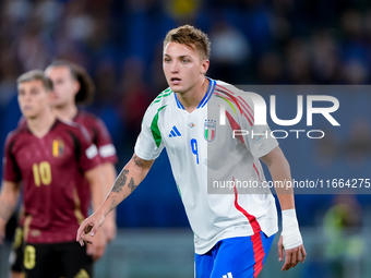 Matteo Retegui of Italy looks on during the UEFA Nations League 2024/25 League A Group A2 match between Italy and Belgium at Stadio Olimpico...