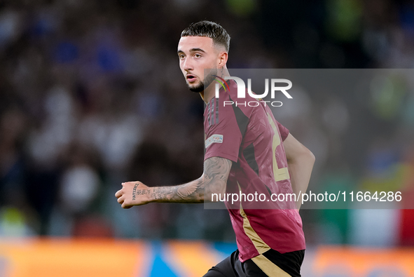 Zeno Debast of Belgium looks on during the UEFA Nations League 2024/25 League A Group A2 match between Italy and Belgium at Stadio Olimpico...