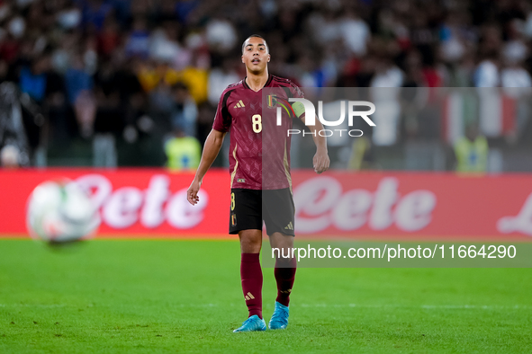 Youri Tielemans of Belgium during the UEFA Nations League 2024/25 League A Group A2 match between Italy and Belgium at Stadio Olimpico on Oc...