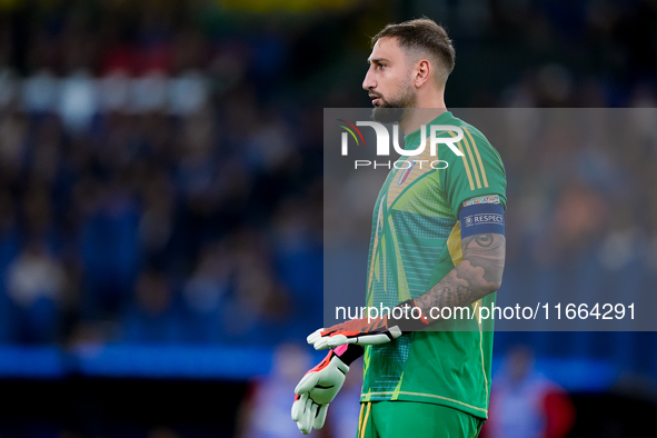 Gianluigi Donnarumma of Italy looks on during the UEFA Nations League 2024/25 League A Group A2 match between Italy and Belgium at Stadio Ol...