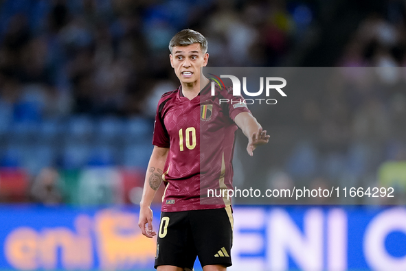 Leonardo Trossard of Belgium gestures during the UEFA Nations League 2024/25 League A Group A2 match between Italy and Belgium at Stadio Oli...