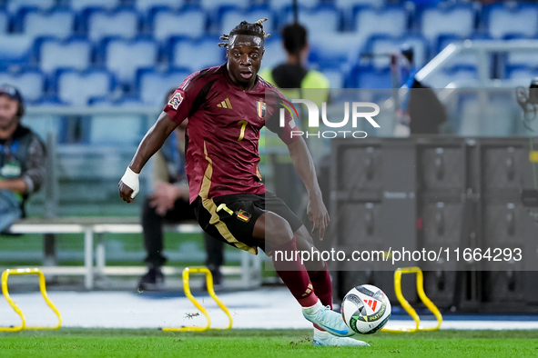 Jeremy Doku of Belgium during the UEFA Nations League 2024/25 League A Group A2 match between Italy and Belgium at Stadio Olimpico on Octobe...