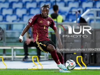 Jeremy Doku of Belgium during the UEFA Nations League 2024/25 League A Group A2 match between Italy and Belgium at Stadio Olimpico on Octobe...