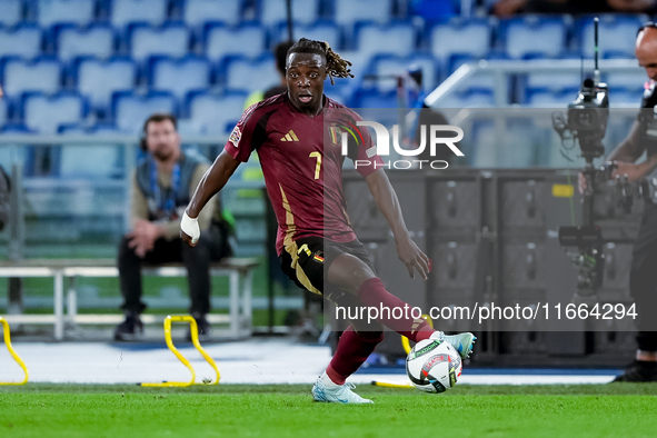 Jeremy Doku of Belgium during the UEFA Nations League 2024/25 League A Group A2 match between Italy and Belgium at Stadio Olimpico on Octobe...