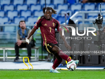 Jeremy Doku of Belgium during the UEFA Nations League 2024/25 League A Group A2 match between Italy and Belgium at Stadio Olimpico on Octobe...