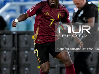 Jeremy Doku of Belgium during the UEFA Nations League 2024/25 League A Group A2 match between Italy and Belgium at Stadio Olimpico on Octobe...