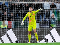 Koen Casteels of Belgium gestures during the UEFA Nations League 2024/25 League A Group A2 match between Italy and Belgium at Stadio Olimpic...