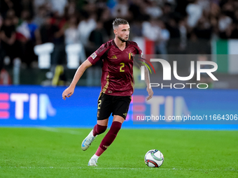 Zeno Debast of Belgium during the UEFA Nations League 2024/25 League A Group A2 match between Italy and Belgium at Stadio Olimpico on Octobe...