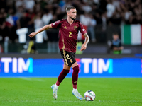 Zeno Debast of Belgium during the UEFA Nations League 2024/25 League A Group A2 match between Italy and Belgium at Stadio Olimpico on Octobe...