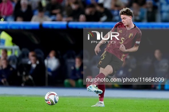 Maxim De Cuyper of Belgium during the UEFA Nations League 2024/25 League A Group A2 match between Italy and Belgium at Stadio Olimpico on Oc...