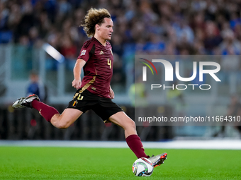 Wout Faes of Belgium during the UEFA Nations League 2024/25 League A Group A2 match between Italy and Belgium at Stadio Olimpico on October...