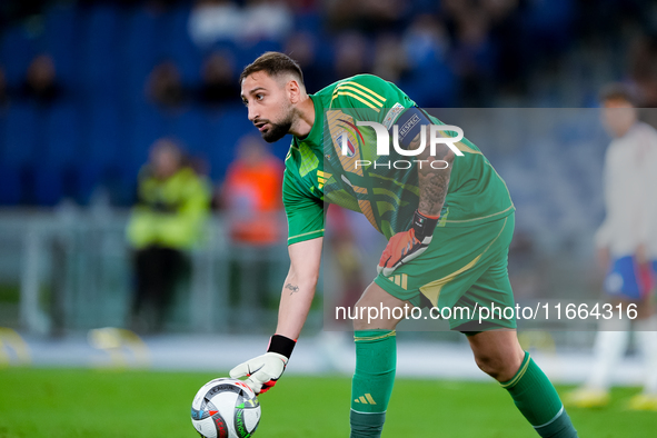 Gianluigi Donnarumma of Italy during the UEFA Nations League 2024/25 League A Group A2 match between Italy and Belgium at Stadio Olimpico on...