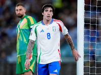 Sandro Tonali of Italy looks on during the UEFA Nations League 2024/25 League A Group A2 match between Italy and Belgium at Stadio Olimpico...