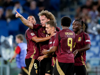 Leonardo Trossard of Belgium celebrates after scoring second goal during the UEFA Nations League 2024/25 League A Group A2 match between Ita...