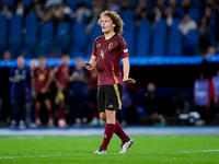 Wout Faes of Belgium looks on during the UEFA Nations League 2024/25 League A Group A2 match between Italy and Belgium at Stadio Olimpico on...