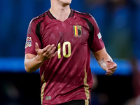 Leonardo Trossard of Belgium reacts during the UEFA Nations League 2024/25 League A Group A2 match between Italy and Belgium at Stadio Olimp...