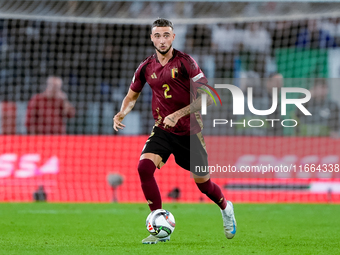 Zeno Debast of Belgium during the UEFA Nations League 2024/25 League A Group A2 match between Italy and Belgium at Stadio Olimpico on Octobe...