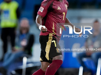 Jeremy Doku of Belgium during the UEFA Nations League 2024/25 League A Group A2 match between Italy and Belgium at Stadio Olimpico on Octobe...