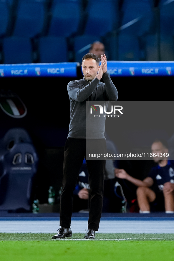 Domenico Tedesco head coach of Belgium gestures during the UEFA Nations League 2024/25 League A Group A2 match between Italy and Belgium at...