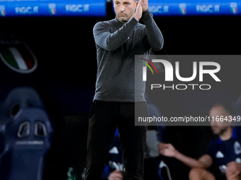 Domenico Tedesco head coach of Belgium gestures during the UEFA Nations League 2024/25 League A Group A2 match between Italy and Belgium at...