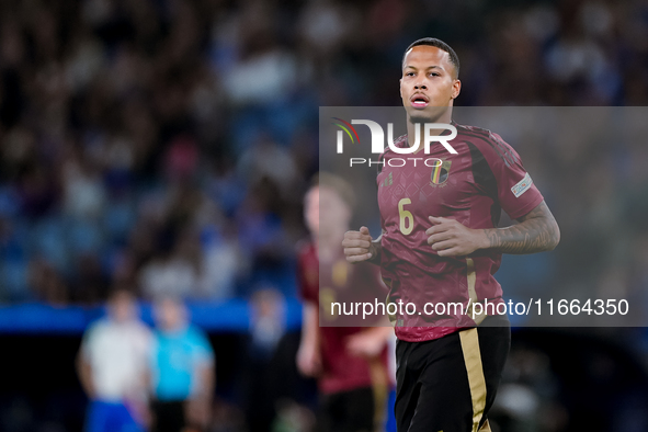 Aster Vrankx of Belgium looks on during the UEFA Nations League 2024/25 League A Group A2 match between Italy and Belgium at Stadio Olimpico...