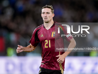 Timothy Castagne of Belgium looks on during the UEFA Nations League 2024/25 League A Group A2 match between Italy and Belgium at Stadio Olim...