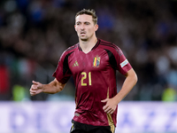 Timothy Castagne of Belgium looks on during the UEFA Nations League 2024/25 League A Group A2 match between Italy and Belgium at Stadio Olim...