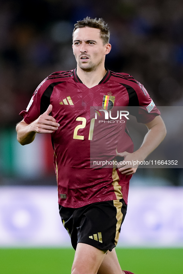 Timothy Castagne of Belgium looks on during the UEFA Nations League 2024/25 League A Group A2 match between Italy and Belgium at Stadio Olim...