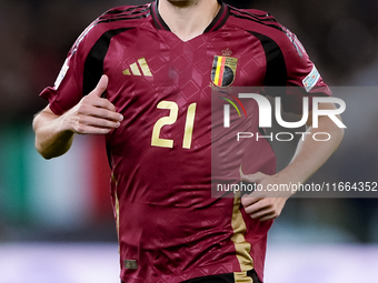 Timothy Castagne of Belgium looks on during the UEFA Nations League 2024/25 League A Group A2 match between Italy and Belgium at Stadio Olim...