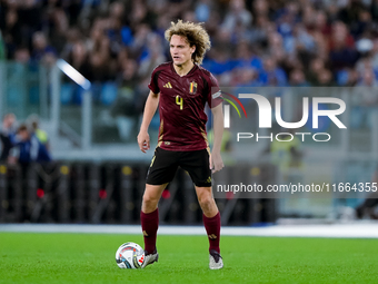 Wout Faes of Belgium during the UEFA Nations League 2024/25 League A Group A2 match between Italy and Belgium at Stadio Olimpico on October...