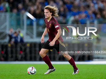 Wout Faes of Belgium during the UEFA Nations League 2024/25 League A Group A2 match between Italy and Belgium at Stadio Olimpico on October...