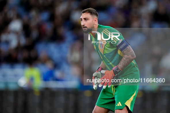 Gianluigi Donnarumma of Italy looks on during the UEFA Nations League 2024/25 League A Group A2 match between Italy and Belgium at Stadio Ol...