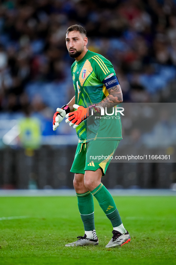 Gianluigi Donnarumma of Italy looks on during the UEFA Nations League 2024/25 League A Group A2 match between Italy and Belgium at Stadio Ol...