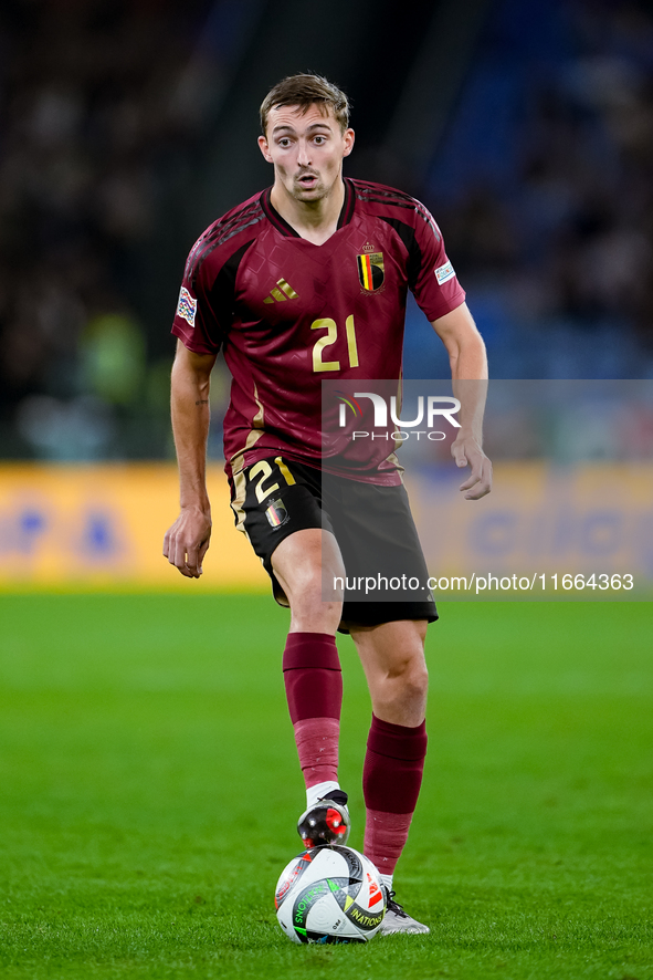 Timothy Castagne of Belgium during the UEFA Nations League 2024/25 League A Group A2 match between Italy and Belgium at Stadio Olimpico on O...