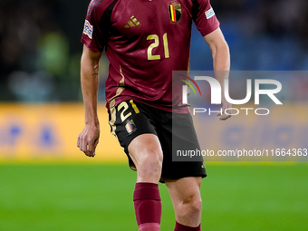 Timothy Castagne of Belgium during the UEFA Nations League 2024/25 League A Group A2 match between Italy and Belgium at Stadio Olimpico on O...