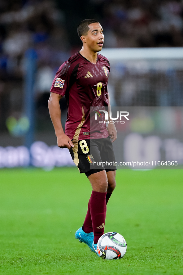 Youri Tielemans of Belgium during the UEFA Nations League 2024/25 League A Group A2 match between Italy and Belgium at Stadio Olimpico on Oc...