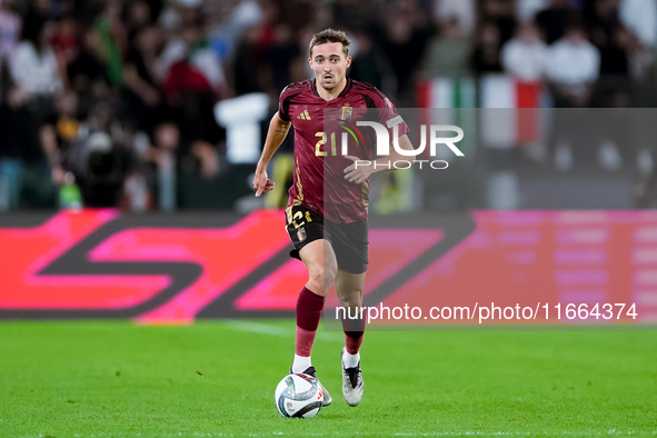 Timothy Castagne of Belgium during the UEFA Nations League 2024/25 League A Group A2 match between Italy and Belgium at Stadio Olimpico on O...