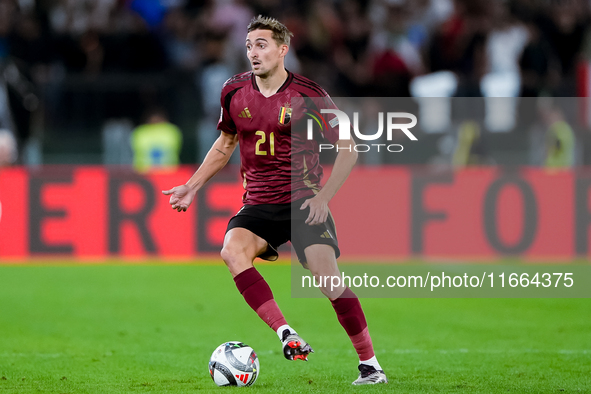 Timothy Castagne of Belgium during the UEFA Nations League 2024/25 League A Group A2 match between Italy and Belgium at Stadio Olimpico on O...