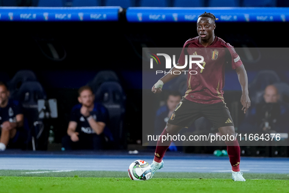 Jeremy Doku of Belgium during the UEFA Nations League 2024/25 League A Group A2 match between Italy and Belgium at Stadio Olimpico on Octobe...