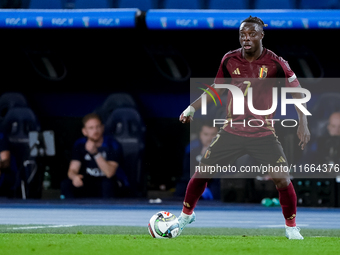 Jeremy Doku of Belgium during the UEFA Nations League 2024/25 League A Group A2 match between Italy and Belgium at Stadio Olimpico on Octobe...